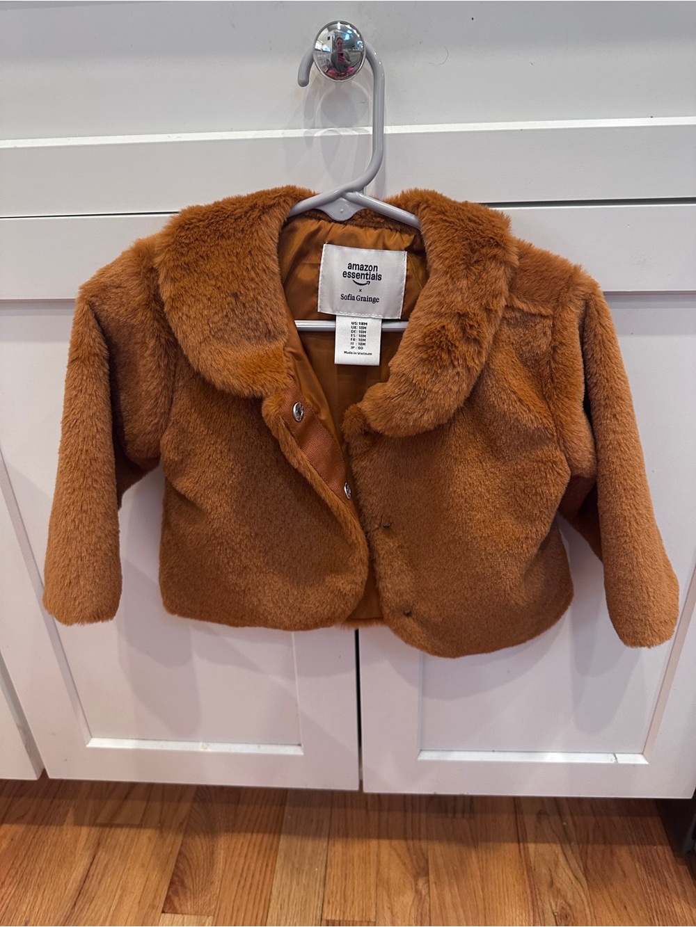Amazon Essentials Toddler Faux Fur Pea Coat in Chestnut Brown